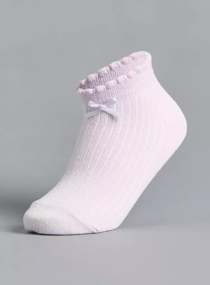 Pack of 5 - Textured Ankle Length Socks with Scalloped Hem-2