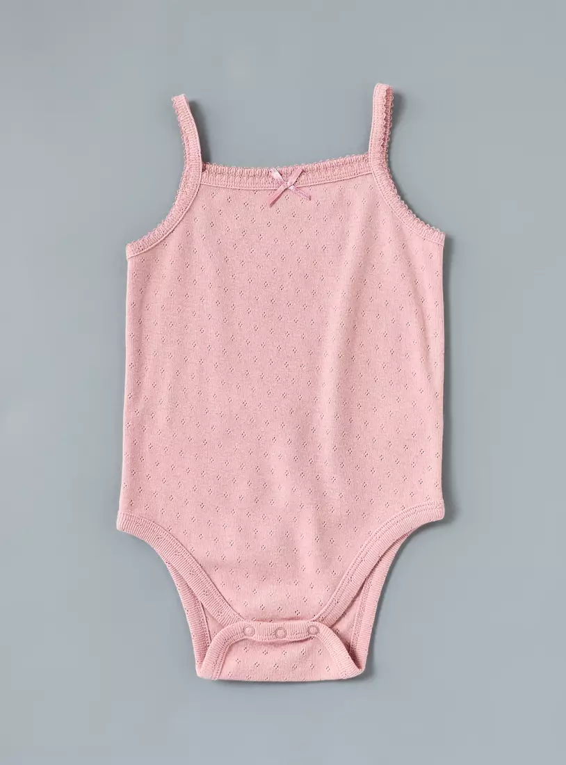 Pack of 5 - Textured Sleeveless Cotton Bodysuit-2