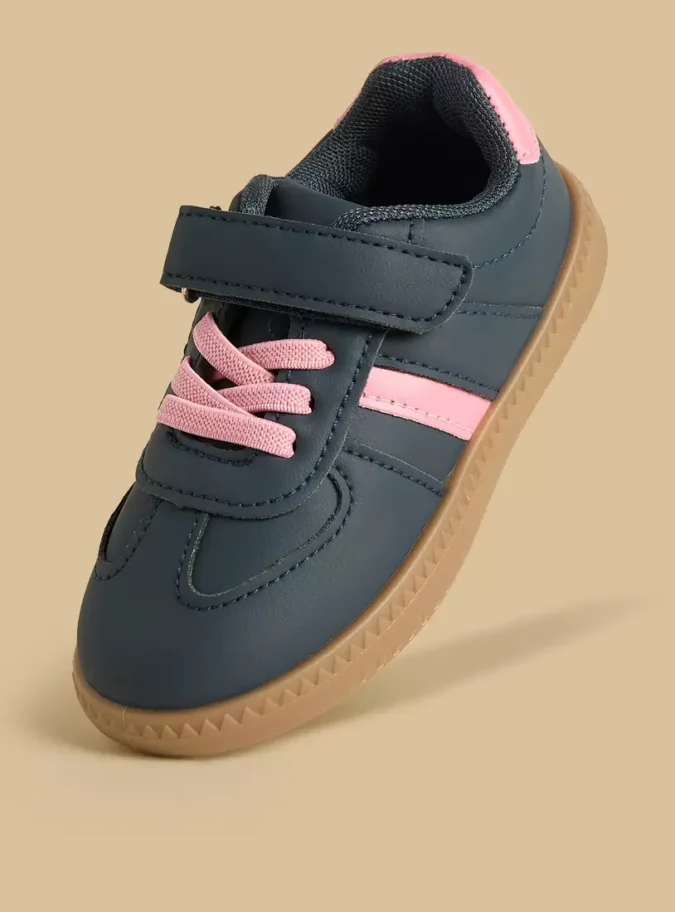 Panelled Shoes with Hook and Loop Closure-1