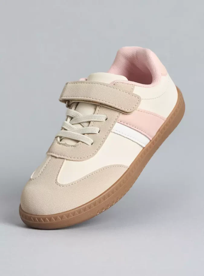 Panelled Shoes with Hook and Loop Closure-1