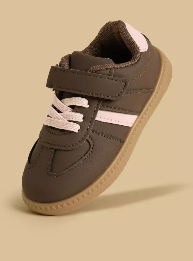 Panelled Shoes with Hook and Loop Closure -1