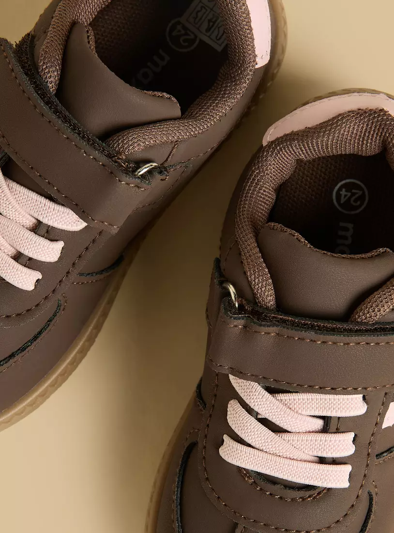 Panelled Shoes with Hook and Loop Closure -2