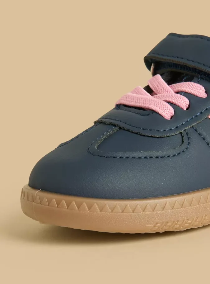 Panelled Shoes with Hook and Loop Closure-3