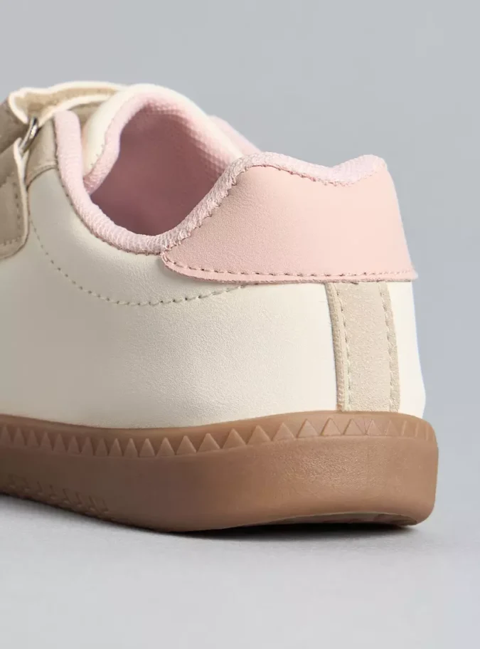 Panelled Shoes with Hook and Loop Closure-3