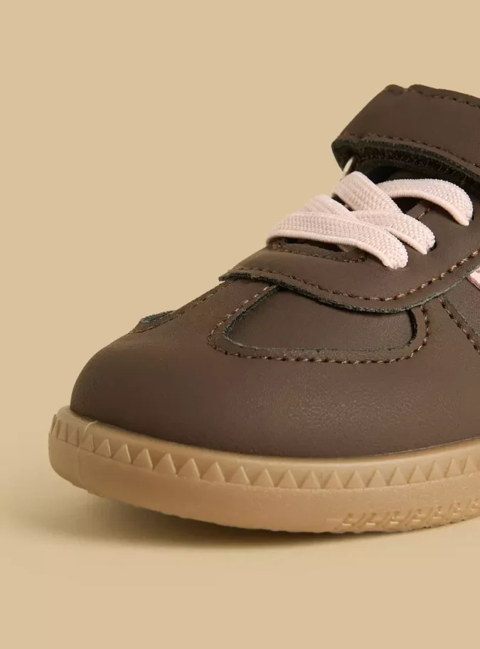 Panelled Shoes with Hook and Loop Closure -3