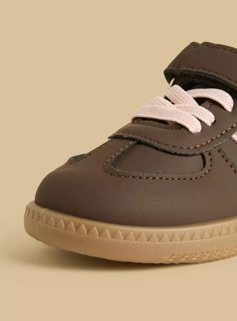 Panelled Shoes with Hook and Loop Closure -3