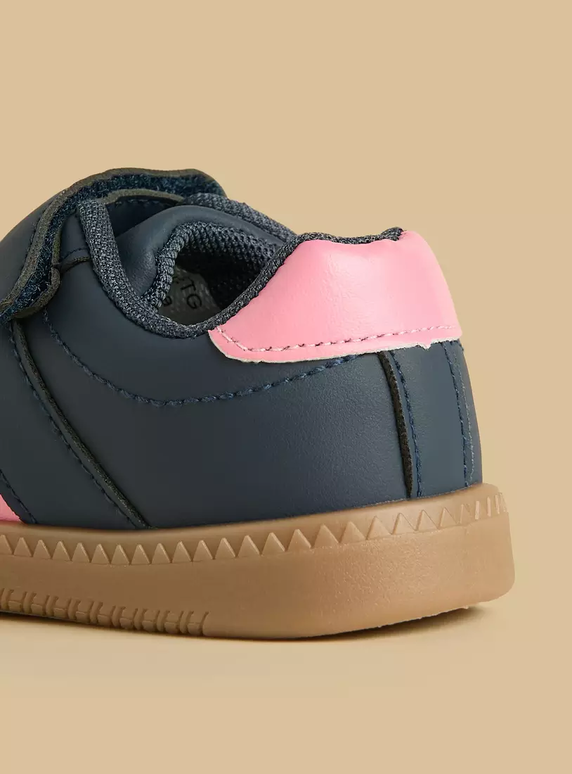 Panelled Shoes with Hook and Loop Closure-4