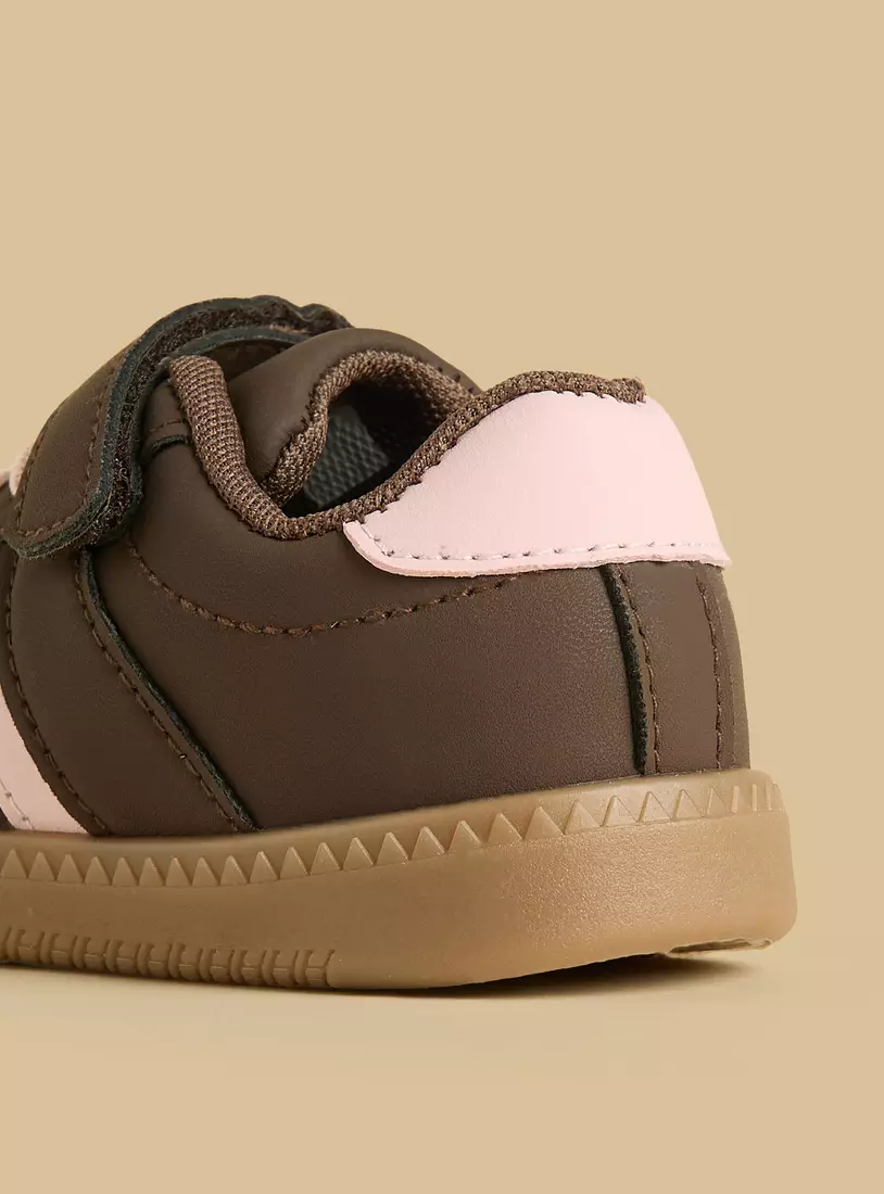 Panelled Shoes with Hook and Loop Closure -4