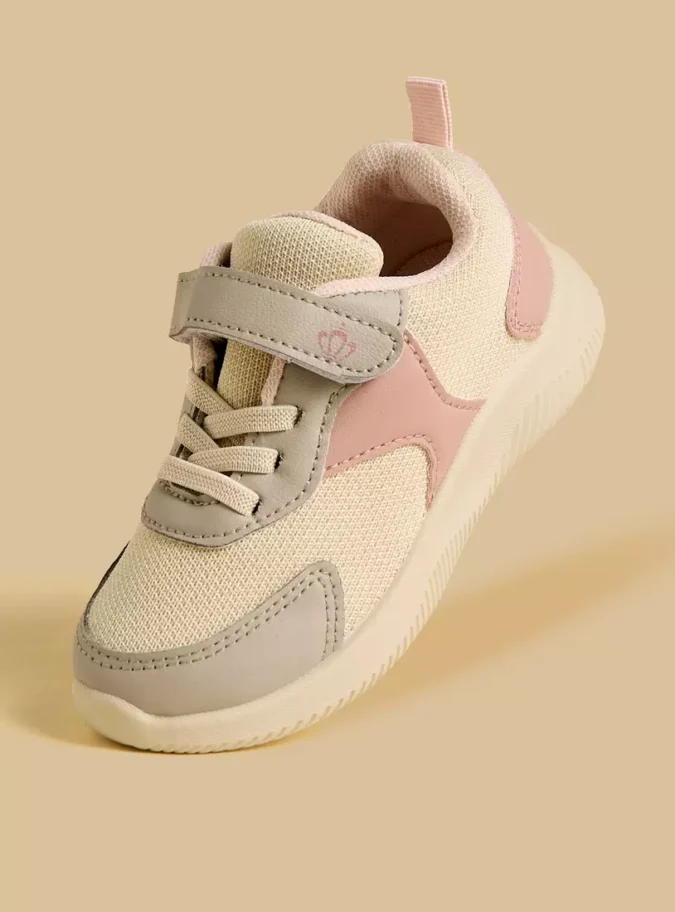 Panelled Sports Shoes with Hook and Loop Closure-1