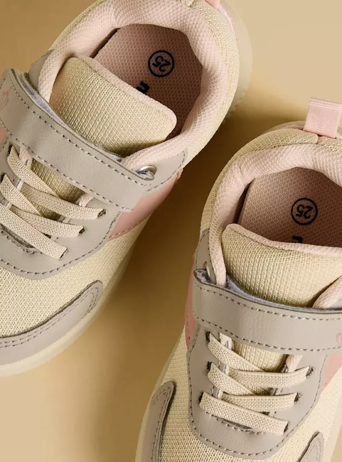 Panelled Sports Shoes with Hook and Loop Closure-2