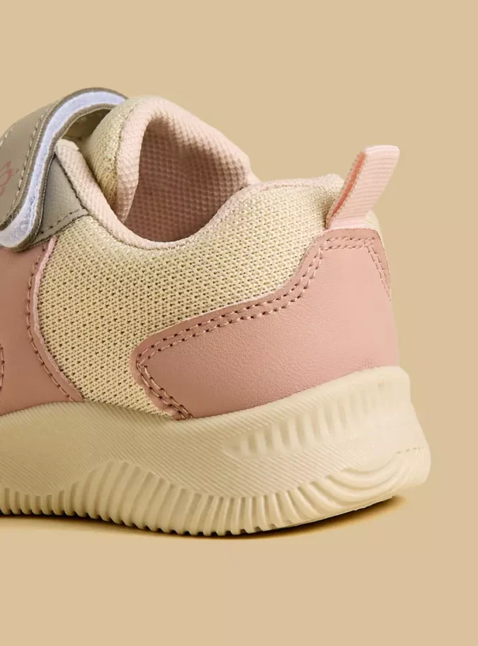 Panelled Sports Shoes with Hook and Loop Closure-4