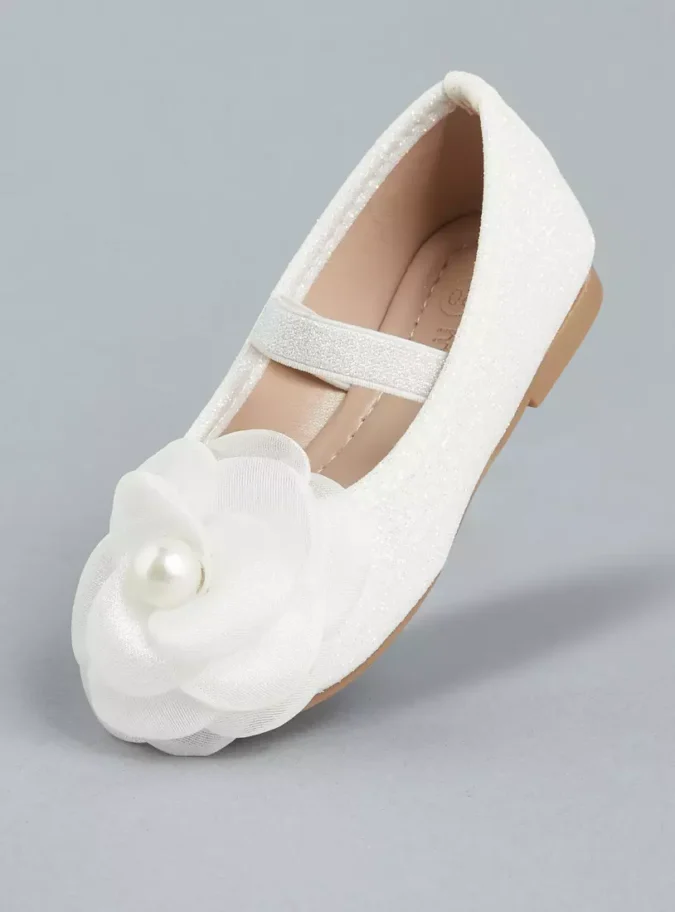 Pearl Floral Embellished Ballerina Shoes-3