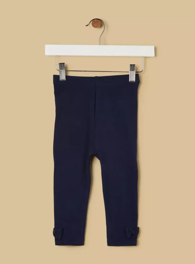 Plain BCI Cotton Leggings with Elasticised Waistband and Bow Accent-1
