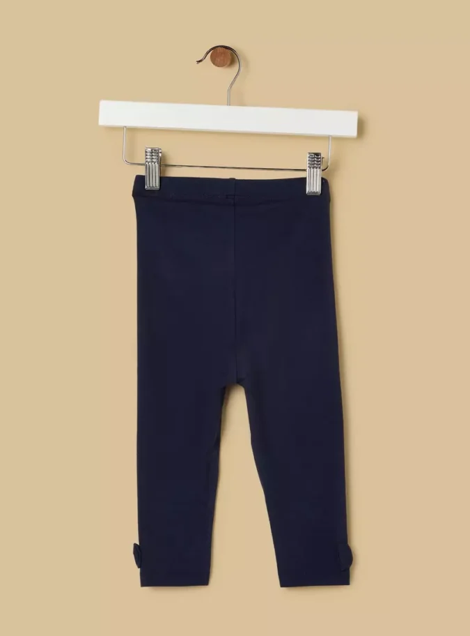 Plain BCI Cotton Leggings with Elasticised Waistband and Bow Accent-2