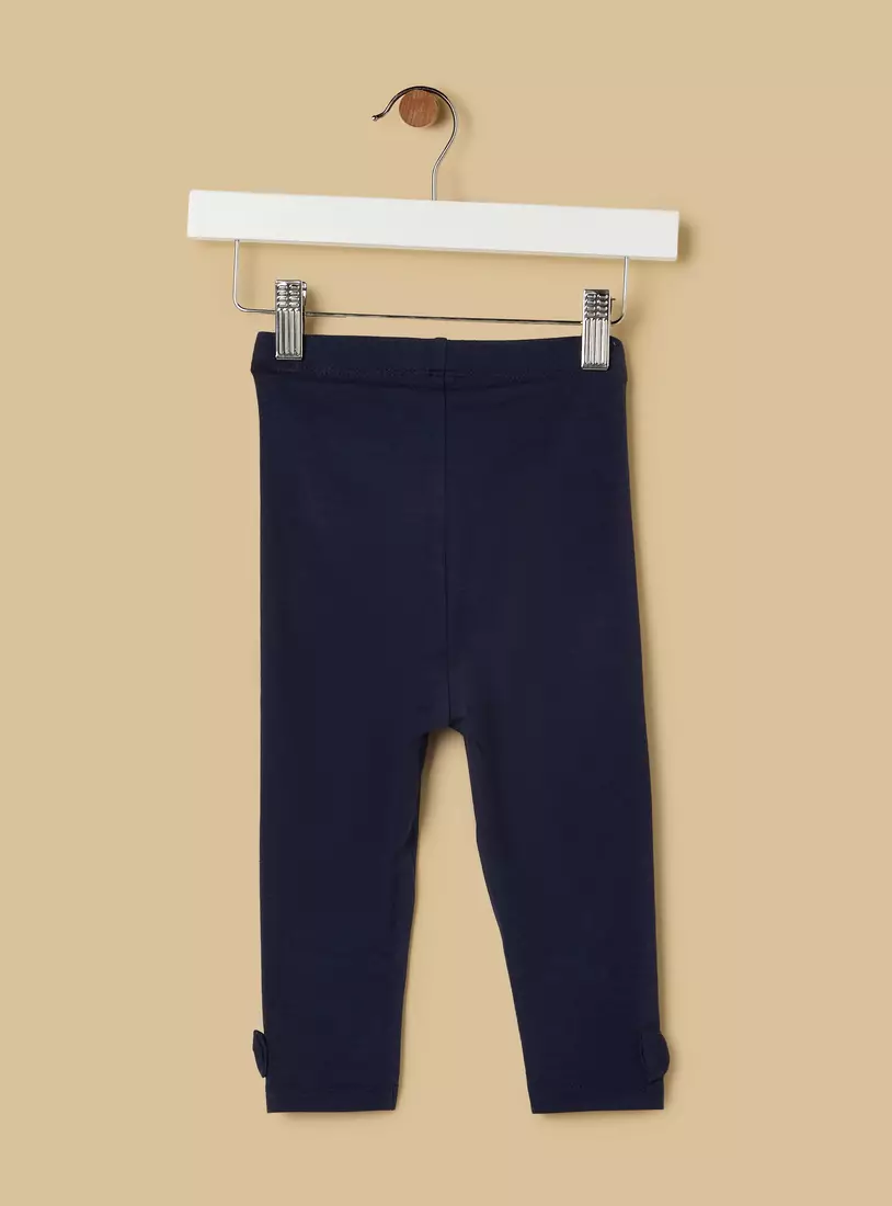 Plain BCI Cotton Leggings with Elasticised Waistband and Bow Accent-2