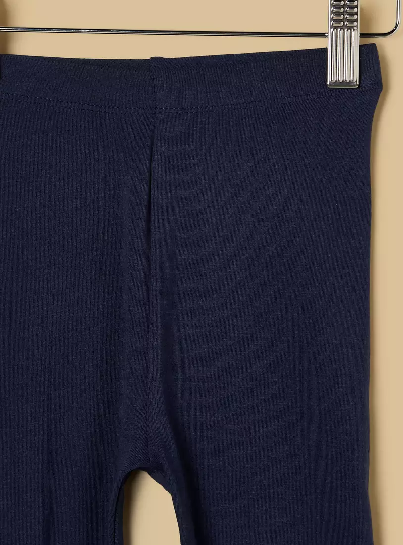 Plain BCI Cotton Leggings with Elasticised Waistband and Bow Accent-3