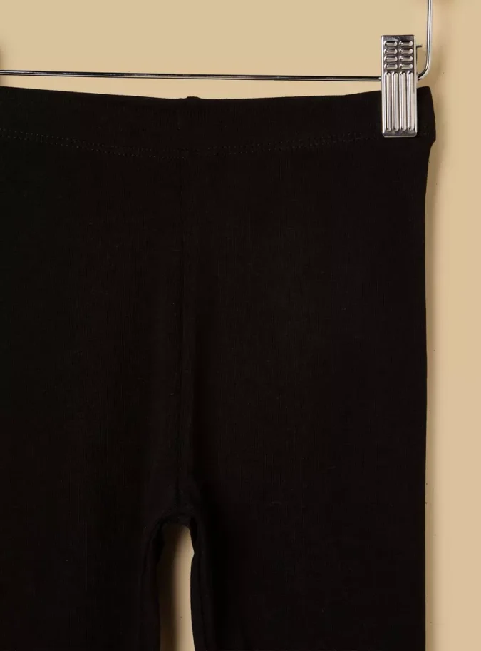 Plain BCI Cotton Leggings with Elasticised Waistband and Bow Accent-3