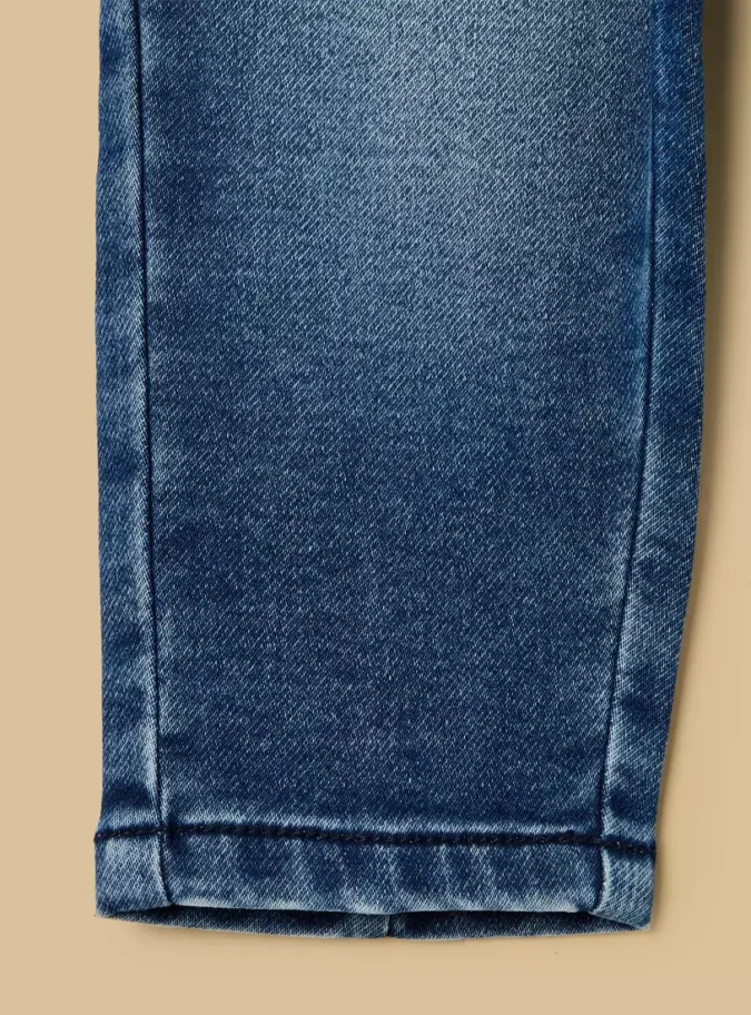 Plain Denim Jeans with Pocket Detail and Drawstring-4