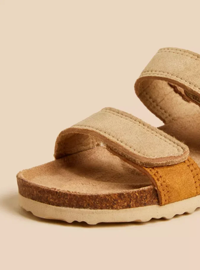 Plain Strappy Sandals with Hook and Loop Closure-3