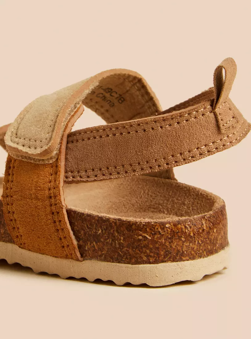 Plain Strappy Sandals with Hook and Loop Closure-4