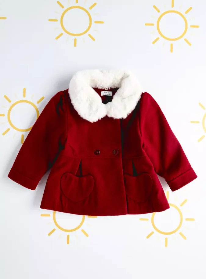 Plush Detail Collared Coat-1