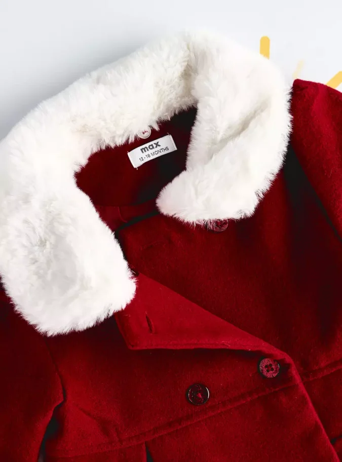 Plush Detail Collared Coat-3