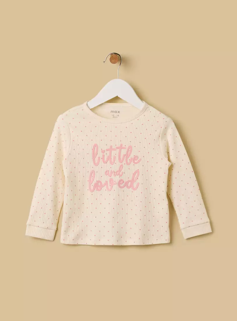 Polka Dot Print Ribbed Cotton Pyjama Set-2