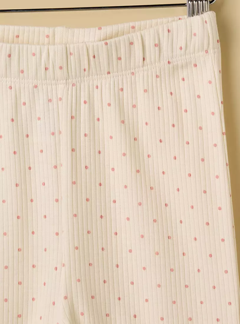 Polka Dot Print Ribbed Cotton Pyjama Set-4