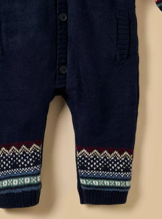 Printed Hooded Faux Fur Lined Sleepsuit-4