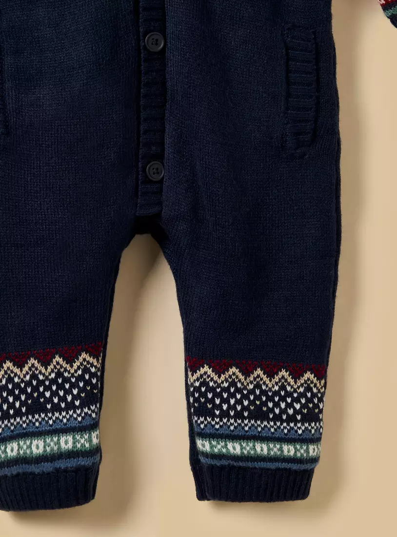 Printed Hooded Faux Fur Lined Sleepsuit-4