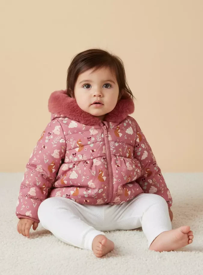 Printed Hooded Puffer Jacket-1