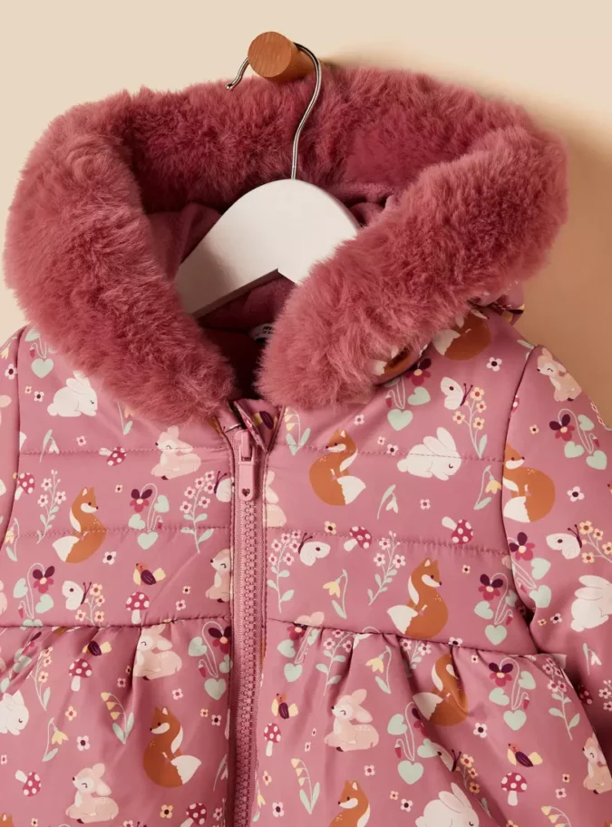 Printed Hooded Puffer Jacket-4