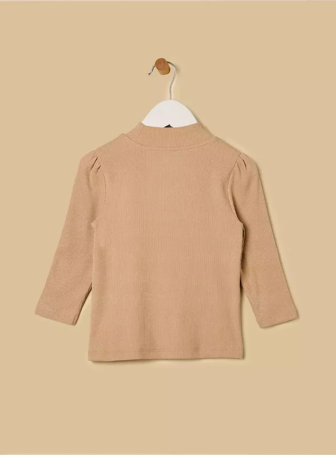 Ribbed T-shirt with Embellished Heart-3