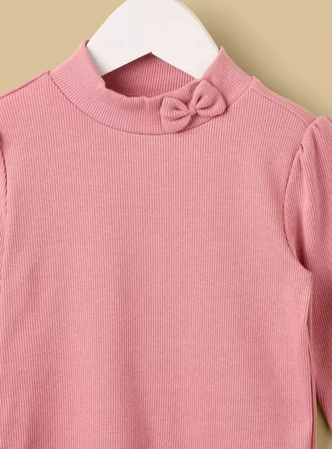 Ribbed Turtleneck T-shirt-3