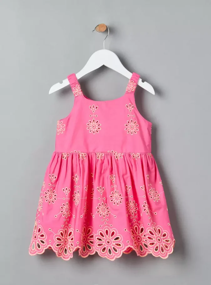 Schiffli Textured Sleeveless Dress-1