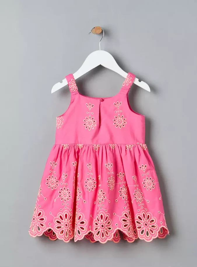 Schiffli Textured Sleeveless Dress-2