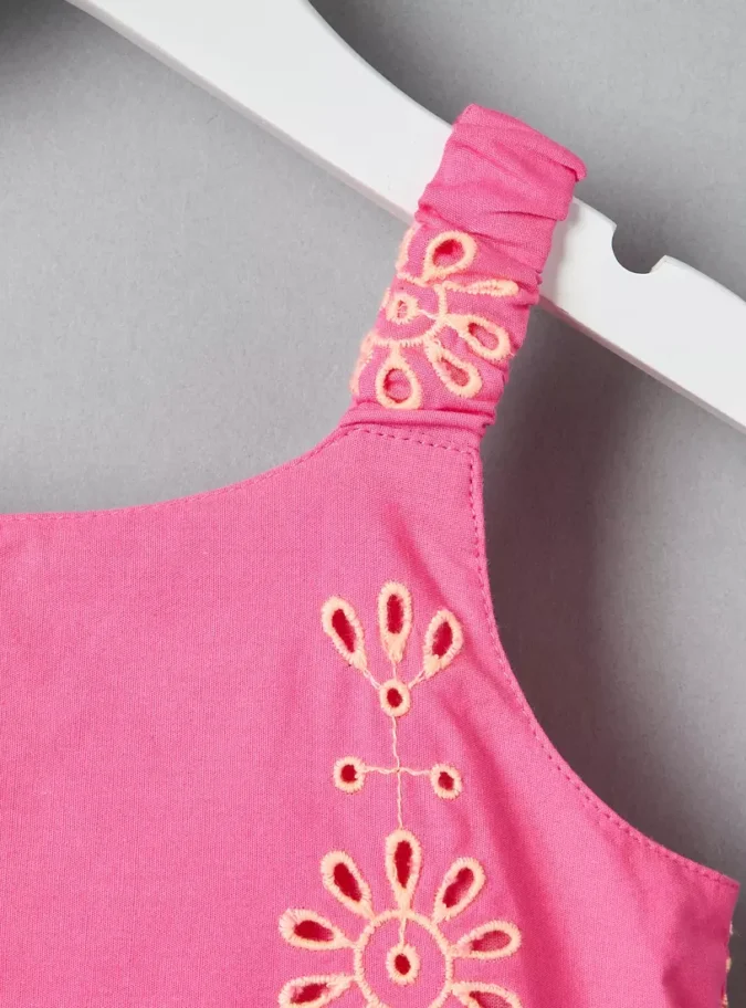 Schiffli Textured Sleeveless Dress-3