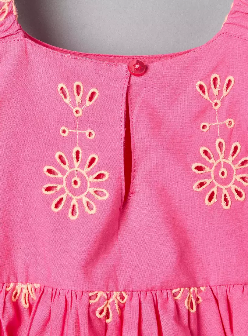 Schiffli Textured Sleeveless Dress-4