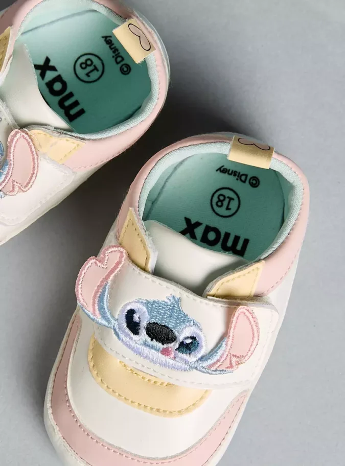 Stitch Embroidered Booties with Hook and Loop Closure-2