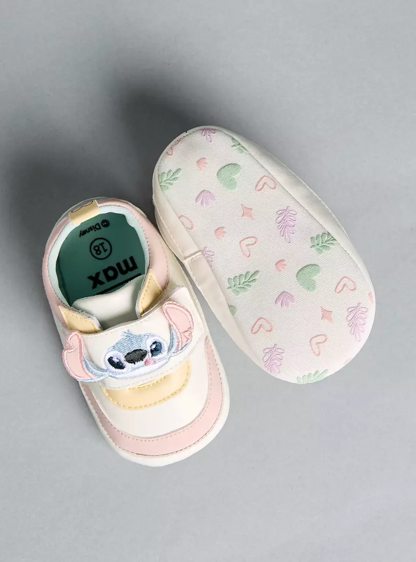 Stitch Embroidered Booties with Hook and Loop Closure-4