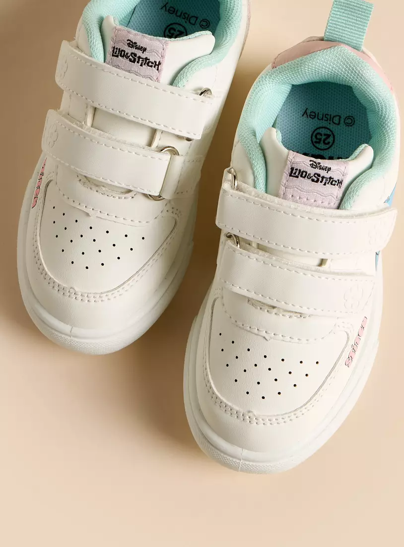 Stitch Print Sneakers with Hook and Loop Closure-2