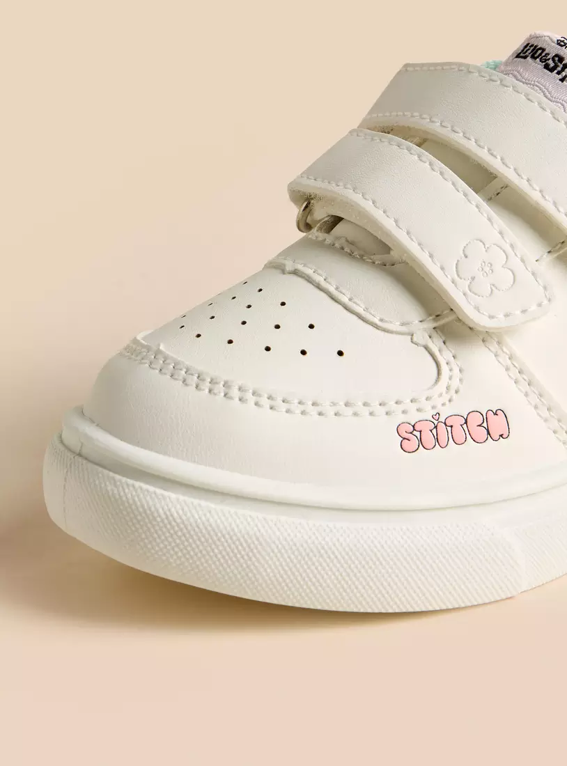 Stitch Print Sneakers with Hook and Loop Closure-3