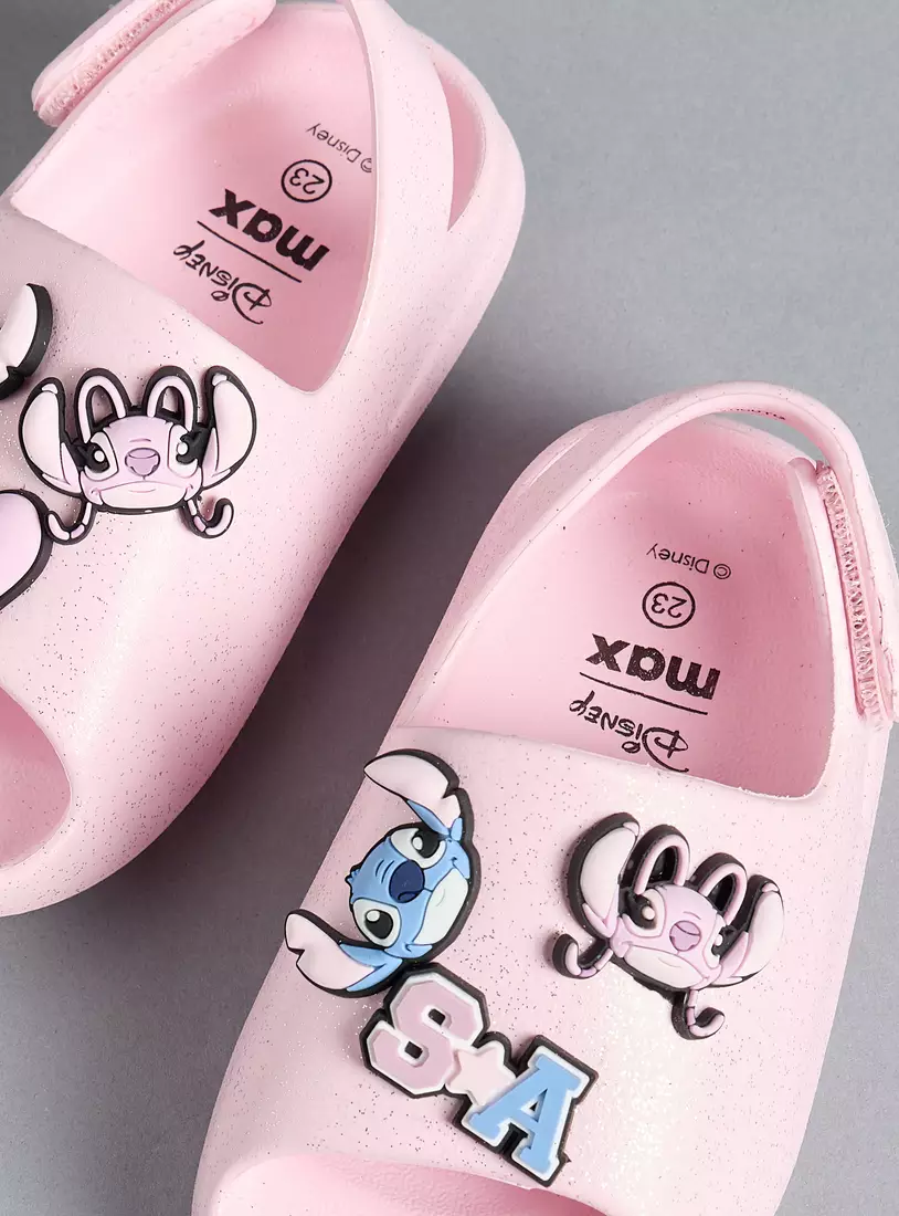 Stitch and Angel Applique Slides with Hook and Loop Closure-2