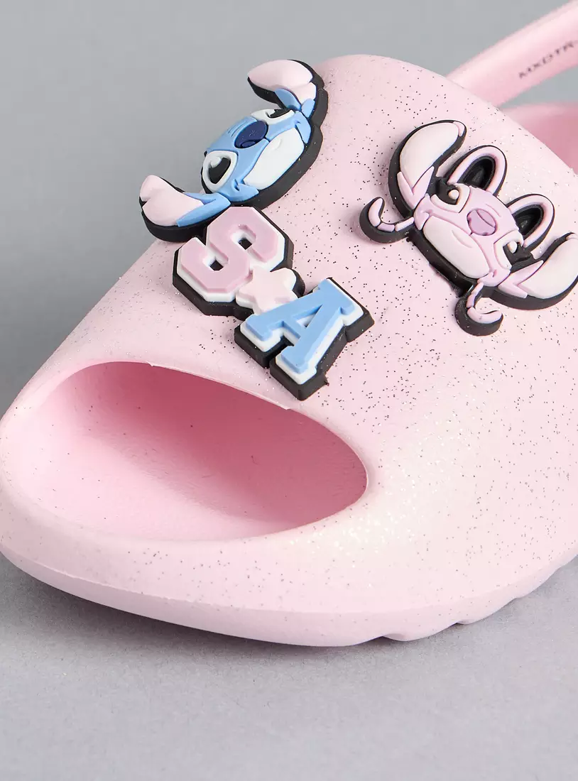 Stitch and Angel Applique Slides with Hook and Loop Closure-3