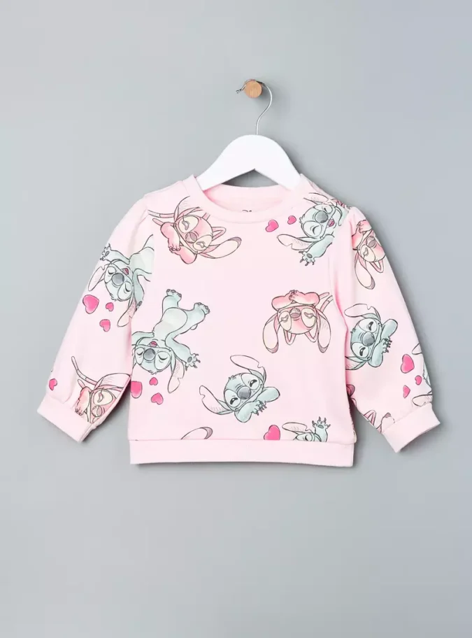 Stitch and Angel Print Sweatshirt-1