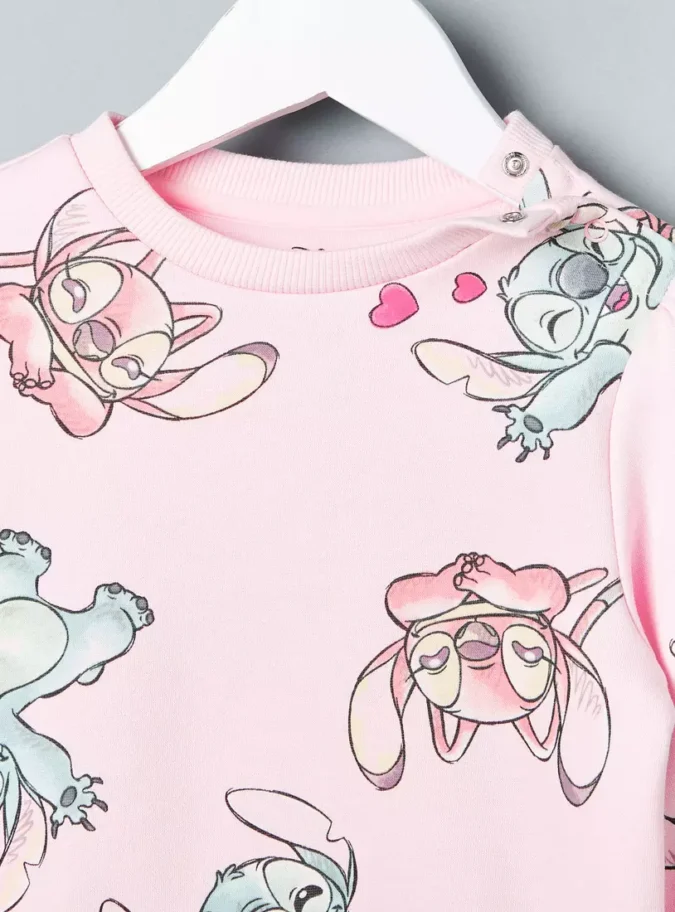 Stitch and Angel Print Sweatshirt-3