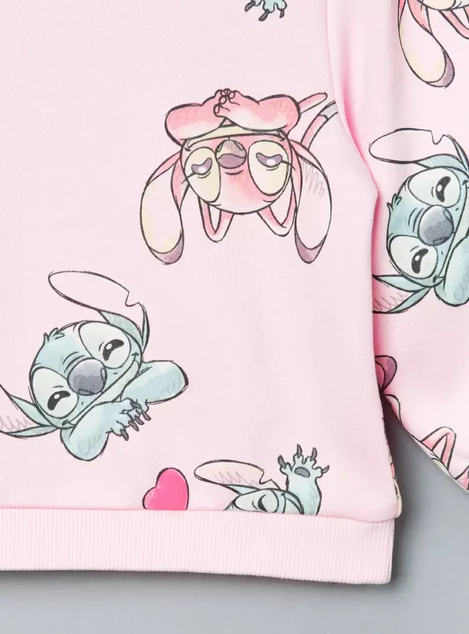 Stitch and Angel Print Sweatshirt-4