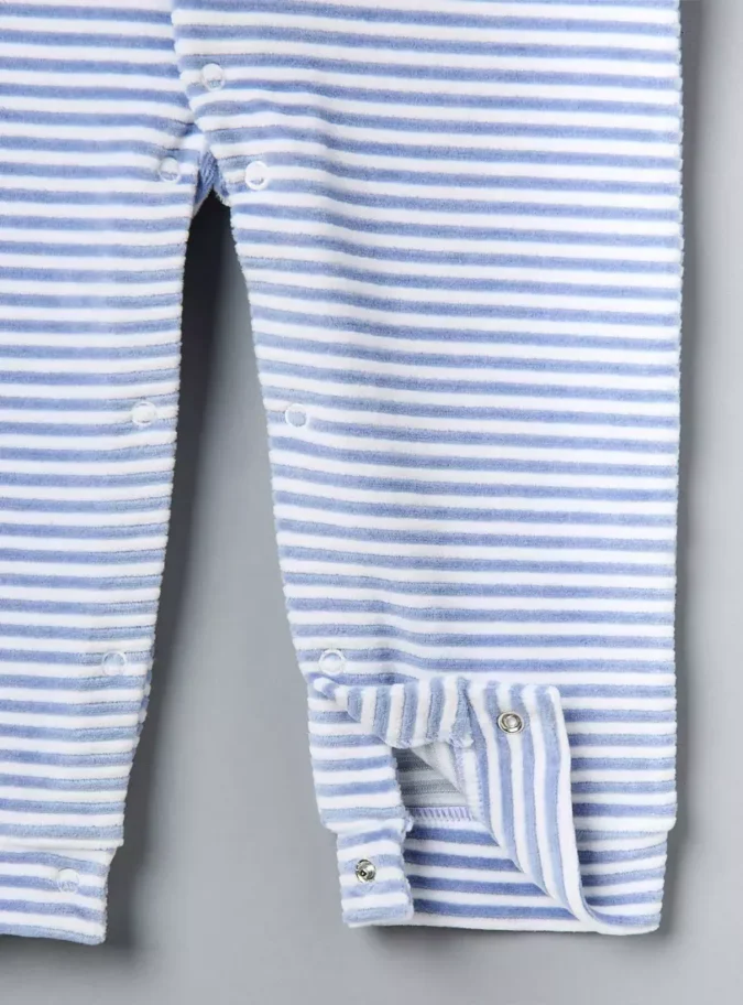 Striped Velour Sleepsuit with Cap-4