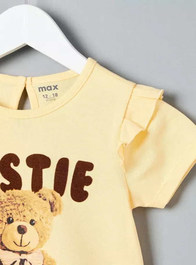 Teddy Bear Print Cotton T-shirt-3