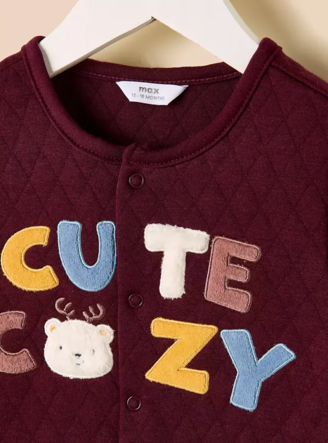 Textured Velour Sleepsuit with Beanie Cap-3